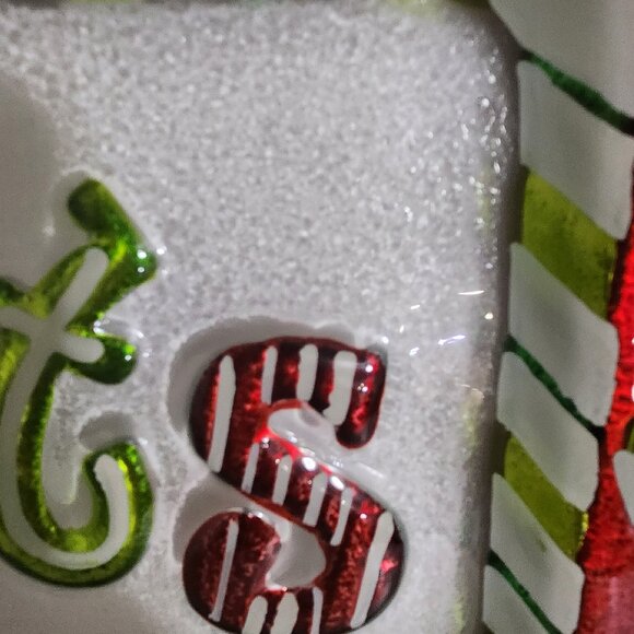 Christmas Sweets Hand Painted Glass Serving Tray 14 inch. By 8 1/2" New - Picture 6 of 10